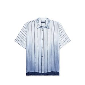 NEW Theory Men's Striped Dégradé Linen Shirt Button Down Short Sleeve Large NWT